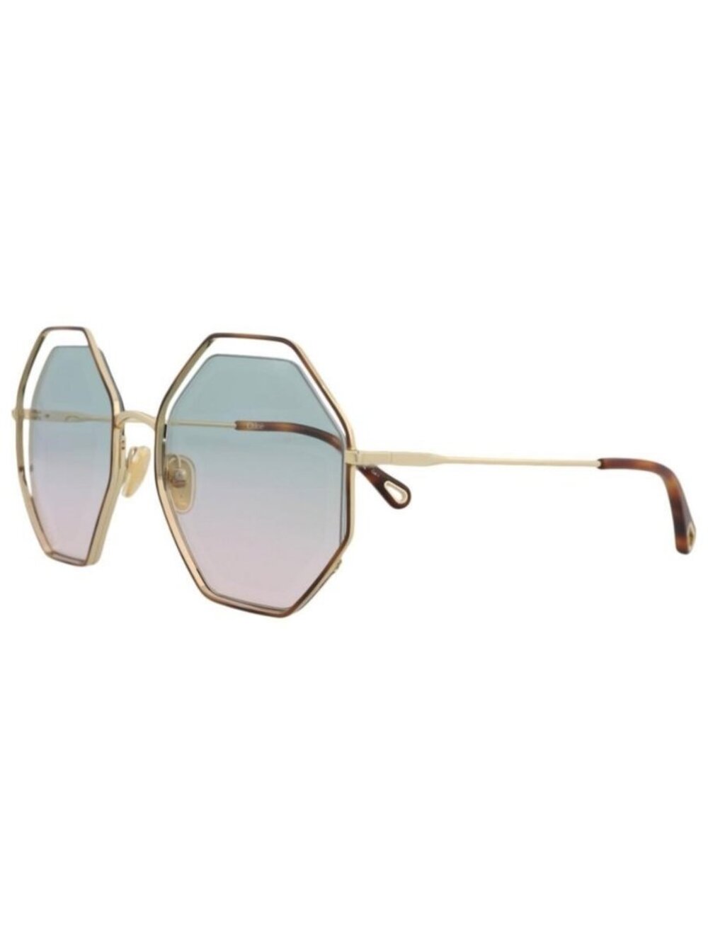 New Chloé Womens Square/Rectangle Havana Gold Green Fashion Designer Sunglasses